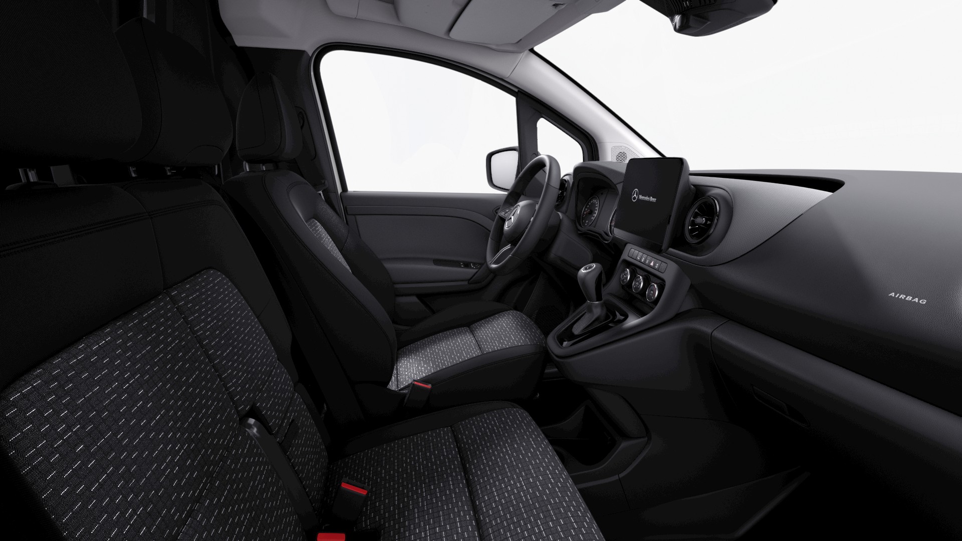 Airbag: Airbag Fahrer und BeifahrerAirbag: Thorax-Sidebags und Windowbags vorneAssist: ATTENTION ASSISTAssist: Aktiver BremssassistentAssist: Aktiver Spurhalte-AssistentAssist: BerganfahrhilfeAssist: Bremsanl.Antiblockiers.m.el.Traktionshilfe ABS+ASRAssist: Einparkhilfe hintenAssist: Elektronisches Stabilit&auml;ts-Programm (ESP)Assist: Feststellbremse elektrischAssist: Licht- und RegensensorAssist: Mercedes-Benz NotrufsystemAssist: PannenmanagementAssist: Reifendruck&uuml;berwachung an VA u. HA, drahtlosAssist: R&uuml;ckfahrkameraAssist: TempomatAssist: Updates Intelligenter Geschwindigkeits-AssistentAssist: Verkehrszeichen-Assistent BAussenspiegel heizbar und elektrisch verstellbarBASEBereifung ohne Vorgabe FabrikatECO Start-Stopp-FunktionFensterheber vorn elektrischGarantie: 3 Jahre oder 100 000 kmGetriebe: 7-Gang- AutomatikgetriebeGurtwarneinrichtung f&uuml;r Fahrer- undHandschuhfach, Beifahrerseite, geschlossenKeyless StartKlima: KlimaanlageKraftstofffilter mit WasserabscheiderKunststoffboden im Fahrgastraum vornLackierung: Uni-Lackierung arktikweissLenkrad: Lenkrad in Neigung und H&ouml;he verstellbarLenkrad: MultifunktionslenkradLicht: 3. BremsleuchteLicht: NebelschlussleuchteLicht: Scheinwerfer in Halogen-TechnikMedia: Digitales Radio (DAB)Media: Kombiinstrument mit FarbdisplayMedia: Kommunikationsmodul (LTE) f&uuml;r digitale DiensteMedia: Live Traffic InformationMedia: MBUX Multimediasystem mit 9,5 Zoll DisplayMedia: Remote Services PlusMedia: Smartphone-IntegrationspaketMedia: Vorr&uuml;stung f&uuml;r Digitale ExtrasNutzlast SeriePartikelfilterPolster: Stoff Caluma schwarzR&auml;der: 16" Stahlr&auml;der mit RadnabenabdeckungR&auml;der: ReserveradR&auml;der: SommerreifenServolenkungSitze: BeifahrersitzSitze: Fahrersitz h&ouml;henverstellbarSpiegel in Fahrer-SonnenblendeTachometer km/hTrennwand durchgehendT&uuml;ren: Heckt&uuml;r zweifl&uuml;gelig 180 Grad ohne FensterT&uuml;ren: Laderaum-Schiebet&uuml;r rechtsVIN von aussen sichtbarVorr&uuml;stung Alkohol-WegfahrsperreWegfahrsperre elektronischWischwasserbeh&auml;lter mit gr&ouml;&szlig;erem VolumenZentralverriegelung mit Fernbedienung Anh&auml;ngerkupplung Kugelkopf festDekor: HolzfussbodenSitze: Beifahrersitz ZweisitzerT&uuml;ren: Laderaum-Schiebet&uuml;r linksVerbandstascheWarndreieck