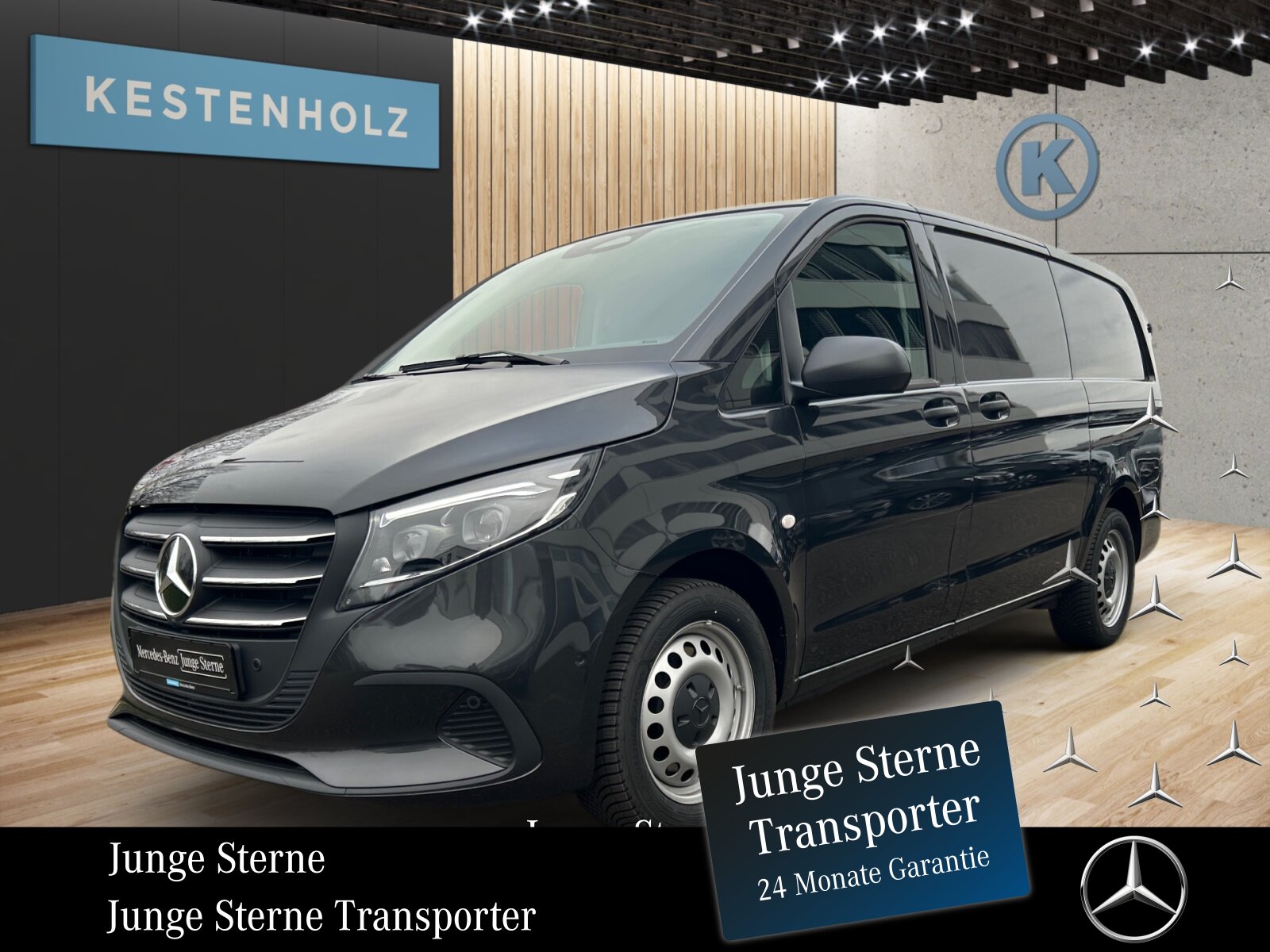 Ausstattungslinien und -Pakete:  BlueEFFICIENCY-Paket:  Chrom Interieur-Paket:  Modellgeneration 2,   Paket BAUSTELLE,   Park-Paket mit Rückfahrkamera:  Pro,   Spiegel-Paket Vito:Exterieur:  Anhängelast 2500 kg:  Anhängerkupplung Kugelkopf fest:  Außenspiegel elektrisch heranklappbar:  Außenspiegel heizbar und elektrisch verstellbar,   Baureihe C447 Vito/V-Klasse:  Befestigungspunkte im Dachrahmen,   CO2-optimierte Bremsanlage,   Fenster in Heckklappe mit Wisch- und Waschanlage,   Generator 14 V / 250 A:  Gewichtsvariante 2.800 kg:  Haupttank 70 Liter:  Heckkamera nicht einklappbar,   Hecktür zweiflügelig 180 Grad ohne Fenster:  Heizung für Scheibenwaschanlage:  Kastenwagen:  Komplettfahrzeug,   Kühlergrill verchromt,   Metallic-Lack:  Multibeam LED: Fernlichtassistent Adaptive plus,   Radstand 3200 mm, Überhang lang,   Reserverad mit Wagenheber,   Schiebetür links:  Schweißmuttern Seitenwand für Ausbauten,   Stahlräder 6,5 J x 17,   Steuercode Umstellung WLTP,   Steuercode Zertifizierung II,   Stoßfänger und Anbauteile in Wagenfarbe lackiertInterieur:  Beifahrersitz Zweisitzer:  Digitaler Innenspiegel,   Holzfußboden,   Innenverkleidung Laderaum, obere Felder,   Innenverkleidung Laderaum, seitlich,   Klimatisierungsautomatik Thermotronic:  Komfort Fahrersitz:  Lastenverankerungsschienensystem,   LED-Lichtband im Laderaum:  Lederlenkrad:  Linkslenker,   Lordosenstütze Fahrersitz,   Sitzbelegungserkennung Fahrersitz:  Sitzheizung für Beifahrer:  Sitzheizung für Fahrer:  Sitzkissentiefenverstellung Fahrer,   Stoff Caluma schwarz,   Trennwand durchgehend:  Zurrschienen Seitenwand an BrüstungsgurtMultimedia:  2-Wege-Lautsprecher vorne,   Digitales Extra: Festplatten-Navigation,   Digitales Extra: Remote Services Plus,   Digitales Extra: Smartphone Integration,   Digitales Radio (DAB):  Kommunikationsmodul (LTE) für digitale Dienste:  Live Traffic Information,   MBUX Multimediasystem:  Mercedes-Benz Notrufsystem:Komfort und Umwelt:  9G-TRONIC:  Abgasreinigung SCR Generation 4,   Aktiver Spurhalte-Assistent:  Attention Assist:  Berganfahrhilfe:  Colorverglasung im Fond, Schwarzglas:  ECO Start-Stop Funktion:  Emissionsklasse  Euro 5b+ N1 GR.III/N2:  Fahrlichtassistent,   Innen- und Umfeldbeleuchtung Kastenwagen,   Intelligenter Geschwindigkeitsassistent (ISA),   Kofferraum-Komfortschließung,   Lenkrad in Neigung und Höhe verstellbar,   Multi-Tasten Funkfernbedienung,   Multifunktionslenkrad:  Nachtbeleuchtung,   Sauglüfter elektrisch Leistungsstufe 5,   Tempomat:  Totwinkel-Assistent:  Verkehrszeichen-Assistent:  Zuheizer  elektrischSicherheit:  Aktiver Brems-Assistent:  Beifahrerairbag,   Bremskraftverstärkerausfallkompensierung,   elek. Feststellbremse,   HOLD-Funktion:  Reifendrucküberwachung an VA u. HA, drahtlos:Zustand/Papiere:  Modellpflege:  Wartungsintervall 40.000 km,   Zulassung als LKW:Weiteres:  AEJ X4/1,   AEJ X4/2,   Entfall Radvollabdeckung,   Fahrzeug HVO fähig,   Hersteller Mercedes-Benz AG,   Kundenauftrag VdZ,   Mopf II,   Pannenmanagement,   Schilder / Druckschriften deutsch,   Steuercode Modellpflege,   Vertriebskennzeichen 0,   VIN codierte Fahrzeugdaten mit Prüfziffer,   Änderungsjahr G4-II,   Geschwindigkeitsbegrenzung 210 km/h,   Hinterachswellenfabrikat Neapco,   Modelljahr 5,   Motor OM 654 DE 20 LA 140 kW (190 PS) 3800/min.