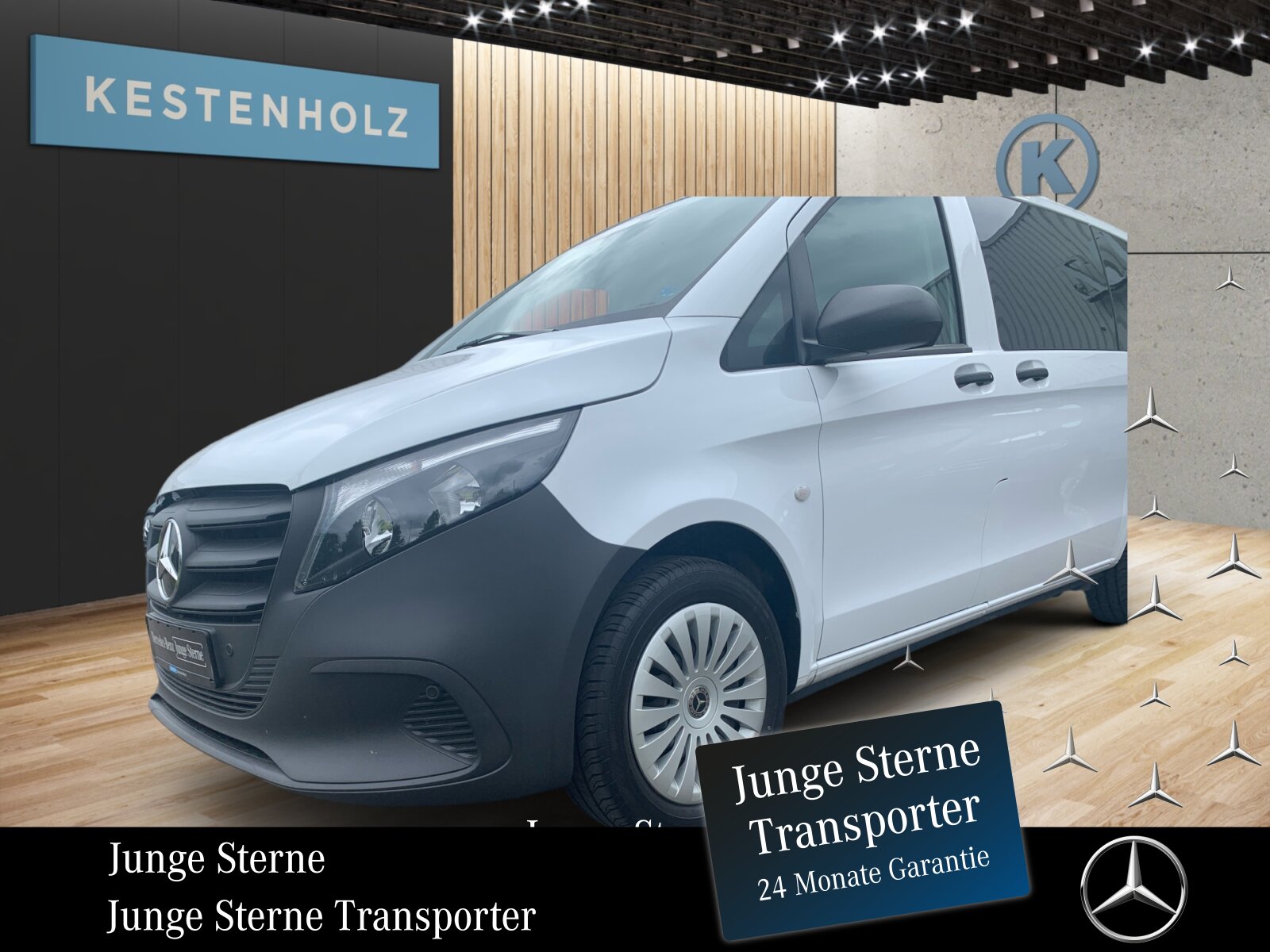 Ausstattungslinien und -Pakete:  Aerodynamik-Paket,   BlueEFFICIENCY-Paket:  Modellgeneration 2,   Tourer PRO:Exterieur:  Außenspiegel heizbar und elektrisch verstellbar,   Baureihe C447 Vito/V-Klasse:  Befestigungspunkte im Dachrahmen,   CO2-optimierte Bremsanlage,   Elektrik für Anhängersteckdose:  Fehlbetankungsschutz,   Fenster in Heckklappe mit Wisch- und Waschanlage,   Fenster vorn links, fest in Seitenwand/Schiebetür,   Generator 14 V / 250 A:  Gewichtsvariante 3.200 kg,   Haupttank 70 Liter:  Heckkamera nicht einklappbar,   Hecktür zweiflügelig 180 Grad ohne Fenster:  Hinterachswellenfabrikat IFA,   Kombifahrzeug:  Komplettfahrzeug,   Radstand 3200 mm, Überhang lang,   Radvollabdeckung,   Reserverad mit Wagenheber,   Schiebetür links:  Schilder / Druckschriften ungarisch,   Stahlräder 6,5 J x 17,   Steuercode Umstellung WLTP,   Vorderachse mit erhöhter Traglast:Interieur:  3er-Komfort-Sitzbank EASY-ENTRY in 1.Reihe im Fond,   3er-Komfort-Sitzbank EASY-ENTRY in 2.Reihe im Fond,   Armlehnen für Bestuhlung im Fahrgastraum,   Beifahrersitz Zweisitzer:  Beleuchtung im Haltegriff Fond mit Lesespot,   Fenster fest hinten,   Innenverkleidung gehobene Ausführung,   Klimaanlage halbautom. geregelt, TEMPMATIC im Fond:  Komfort Fahrersitz:  Linkslenker,   Lordosenstütze Fahrersitz,   Sitzbelegungserkennung Fahrersitz:  Sitzheizung für Beifahrer:  Sitzheizung für Fahrer:  Sitzkissentiefenverstellung Fahrer,   Sitzschienen mit Schnellverriegelung, 3 Schienen,   Steckdose 12 V Kofferraum / Laderaum,   Steckdosen 12V für Sitzreihen Fond rechts u. links,   Stoff Caluma schwarzMultimedia:  2-Wege-Lautsprecher vorn und hinten,   Digitales Extra: Festplatten-Navigation,   Digitales Extra: Remote Services Plus,   Digitales Extra: Smartphone Integration,   Digitales Radio (DAB):  Kommunikationsmodul (LTE) für digitale Dienste:  Live Traffic Information,   MBUX Multimediasystem:  Mercedes-Benz Notrufsystem:Komfort und Umwelt:  9G-TRONIC:  Abgasreinigung SCR Generation 4,   Aktiver Spurhalte-Assistent:  Attention Assist:  Berganfahrhilfe:  Colorverglasung im Fond, Schwarzglas:  ECO Start-Stop Funktion:  Fahrlichtassistent,   Innen- und Umfeldbeleuchtung Kombi,   Intelligenter Geschwindigkeitsassistent (ISA),   Kindererkennung im Fahrzeug passiv,   Kofferraum-Komfortschließung,   Komfortfahrwerk:  Lenkrad in Neigung und Höhe verstellbar,   Multi-Tasten Funkfernbedienung,   Multifunktionslenkrad:  Nachtbeleuchtung,   Rückfahrkamera:  Sauglüfter elektrisch Leistungsstufe 5,   Tempomat:  Totwinkel-Assistent:  Verkehrszeichen-Assistent:  Zuheizer  elektrischSicherheit:  Aktiver Brems-Assistent:  Beifahrerairbag,   Bremskraftverstärkerausfallkompensierung,   elek. Feststellbremse,   HOLD-Funktion:  Kindersicherung an Türen im Fahrgastraum,   Reifendrucküberwachung an VA u. HA, drahtlos:  Thorax-Pelvis-Sidebag Beifahrer:  Thorax-Pelvis-Sidebag Fahrer,   Windowbags für Fahrer und Beifahrer:Zustand/Papiere:  Modellpflege:  Wartungsintervall 40.000 km,   Zulassung als PKW:Weiteres:  AEJ X5/1,   BEDIENUNGSANLEITUNG U. SERVICEHEFT-UNGARISCH,   EMISSIONSKLASSE EURO 6E-BIS M1,   Export-Code,   Fahrzeug HVO fähig,   Fenster v. rechts, fest in Seitenwand/Schiebetür,   halbautomatisch geregelt Klimaanlage TEMPMATIC:  Hersteller Mercedes-Benz AG,   Kunstoffboden TPO im Fahrgastraum,   Mopf II,   OM 654 DE 20 LA 100 kW (136 PS) 3800/min:  Pannenmanagement,   Series 0,   Steuercode Modellpflege,   Vertriebskennzeichen 0,   VIN codierte Fahrzeugdaten mit Prüfziffer,   Wartungsintervall 2 Jahre,   Geschwindigkeitsbegrenzung 210 km/h.