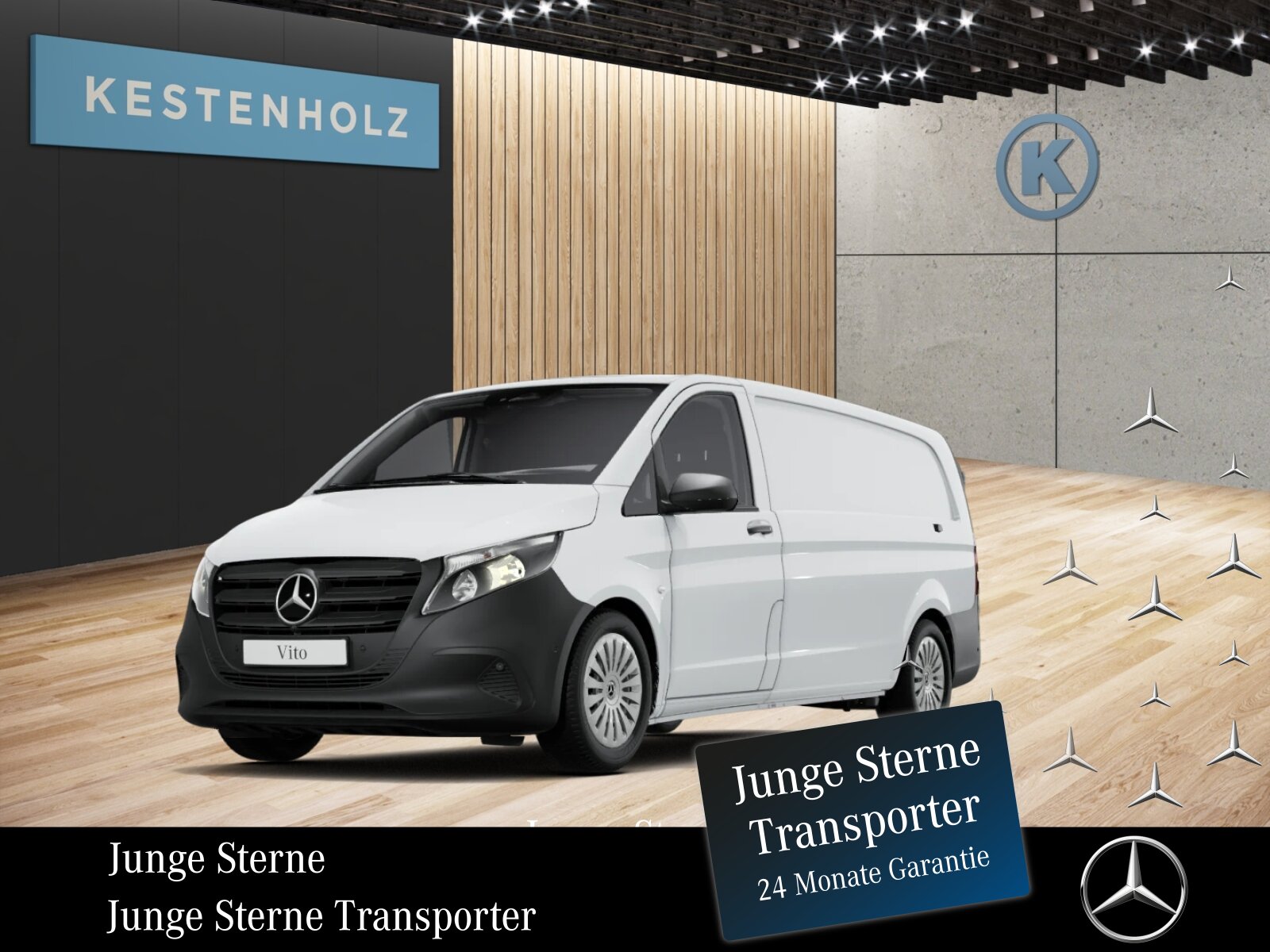 Ausstattungslinien und -Pakete:  BlueEFFICIENCY-Paket:  Modellgeneration 2,   Park-Paket mit Rückfahrkamera:  Pro,   Raucher-Paket:Exterieur:  Anhängelast 2500 kg:  Außenspiegel elektrisch heranklappbar:  Außenspiegel heizbar und elektrisch verstellbar,   Baureihe C447 Vito/V-Klasse:  Befestigungspunkte im Dachrahmen,   CO2-optimierte Bremsanlage,   Elektrik für Anhängersteckdose:  Fehlbetankungsschutz,   Generator 14 V / 250 A:  Gewichtsvariante 2.800 kg:  Haupttank 70 Liter:  Heckkamera nicht einklappbar,   Hecktüren, zweiflügelig, Öffnung bis Seitenwand:  Heizung für Scheibenwaschanlage:  Hinterachswellenfabrikat IFA,   Kastenwagen:  Komplettfahrzeug,   Radstand 3430 mm, Überhang lang:  Radvollabdeckung,   Stahlräder 6,5 J x 17,   Steuercode Umstellung WLTP,   Steuercode Zertifizierung IIInterieur:  Beifahrersitz Zweisitzer:  Haltegriffe für Einstieg Fahrer und Beifahrer,   Holzfußboden,   Innenverkleidung Laderaum bis Dachhöhe (Holz),   Komfort Fahrersitz:  Lastenverankerungsschienensystem,   LED-Lichtband im Laderaum:  Linkslenker,   Lordosenstütze Fahrersitz,   Sitzbelegungserkennung Fahrersitz:  Sitzheizung für Beifahrer:  Sitzheizung für Fahrer:  Sitzkissentiefenverstellung Fahrer,   Stoff Caluma schwarz,   Trennwand durchgehend:Multimedia:  2-Wege-Lautsprecher vorne,   Digitales Extra: Festplatten-Navigation,   Digitales Extra: Remote Services Plus,   Digitales Radio (DAB):  Kommunikationsmodul (LTE) für digitale Dienste:  Live Traffic Information,   MBUX Multimediasystem:  Mercedes-Benz Notrufsystem:Komfort und Umwelt:  9G-TRONIC:  Abgasreinigung SCR Generation 4,   Aktiver Spurhalte-Assistent:  Attention Assist:  Berganfahrhilfe:  ECO Start-Stop Funktion:  Emissionsklasse  Euro 5b+ N1 GR.III/N2:  Fahrlichtassistent,   Innen- und Umfeldbeleuchtung Kastenwagen,   Intelligenter Geschwindigkeitsassistent (ISA),   Kofferraum-Komfortschließung,   Lenkrad in Neigung und Höhe verstellbar,   Multi-Tasten Funkfernbedienung,   Multifunktionslenkrad:  Nachtbeleuchtung,   Sauglüfter elektrisch Leistungsstufe 5,   Tempomat:  Totwinkel-Assistent:  Verkehrszeichen-Assistent:Sicherheit:  Aktiver Brems-Assistent:  Beifahrerairbag,   Bremskraftverstärkerausfallkompensierung,   Einbruch- und Diebstahlwarnanlage:  elek. Feststellbremse,   HOLD-Funktion:  Reifendrucküberwachung an VA u. HA, drahtlos:  Thorax-Pelvis-Sidebag Beifahrer:  Thorax-Pelvis-Sidebag FahrerZustand/Papiere:  Modellpflege:  Wartungsintervall 40.000 km,   Zulassung als LKW:Weiteres:  AEJ X4/1,   AEJ X4/2,   Fahrzeug HVO fähig,   halbautomatisch geregelt Klimaanlage TEMPMATIC:  Hersteller Mercedes-Benz AG,   Mopf II,   Pannenmanagement,   Schilder / Druckschriften deutsch,   Steuercode Modellpflege,   Vertriebskennzeichen 0,   VIN codierte Fahrzeugdaten mit Prüfziffer,   Änderungsjahr G4-II,   Geschwindigkeitsbegrenzung 210 km/h,   Modelljahr 5,   Motor OM 654 DE 20 LA 120 kW (163 PS) 3800/min.